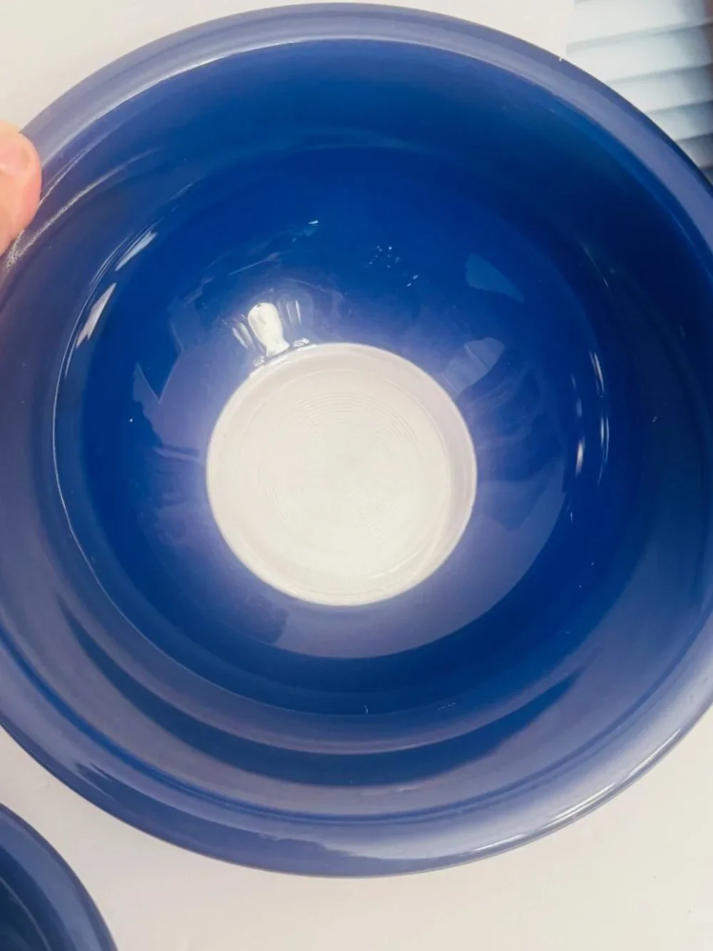 Pyrex 3 Cobalt Blue Glass Vtg Nesting Mixing Bowl Clear Bottoms Mixing Serving